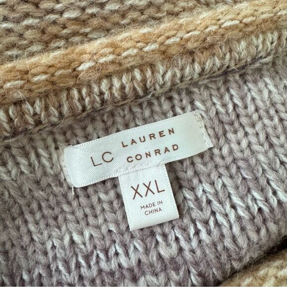 LC Lauren Conrad Braided Cable Sleeve Detail Knit Sweater Ombré Cozy Oversized - Picture 7 of 8
